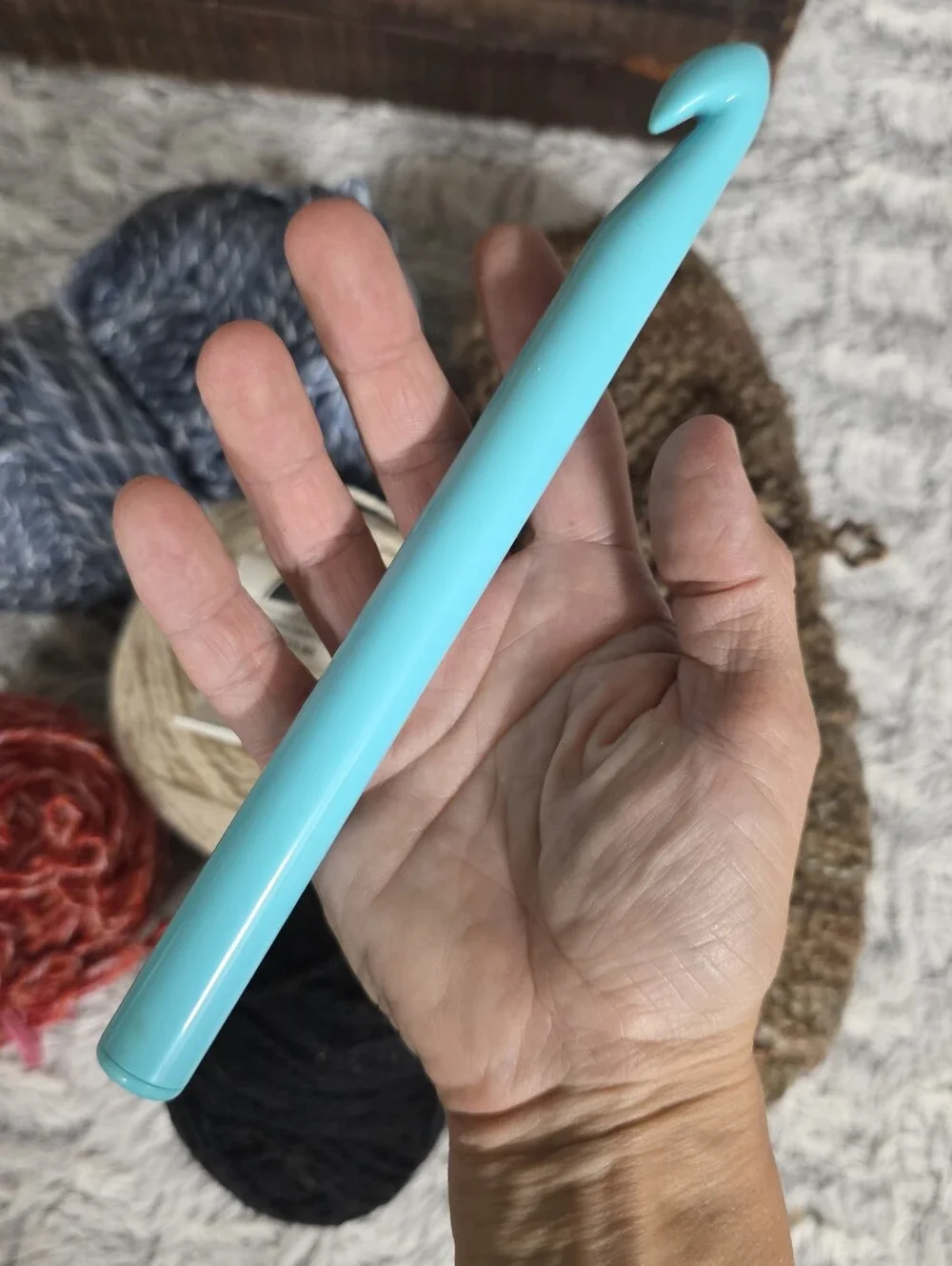 Lot of Yarn with one Blue Knitting Tool, Assorted as Shown in Photos